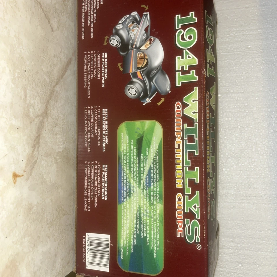 Road Legends 1941 Willys Competition cupé Hot Rod negro escala 1:18 coche fundido a presión Foto 3 de 4