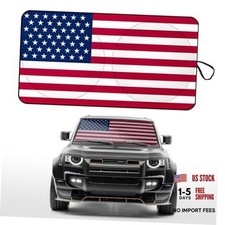 Red American Flag Front Window Sunshade Cover - 64"x34" Car Windshield Sun Shade