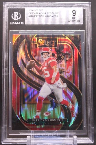 Patrick Mahomes II 2024 Panini Select Premier Level #120 Black & Red Shock PSA 9