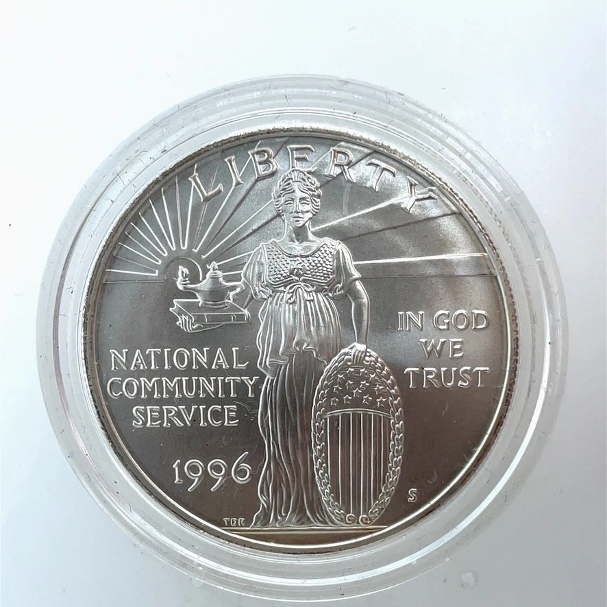 1996 S National Community Service BU.Commemorative Silver Dollar $1 CAPSULE ONLY - Image 3 of 4