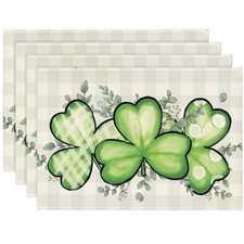 Durable Green Shamrock Placemats Set of 4 - Machine Washable for Easy Care
