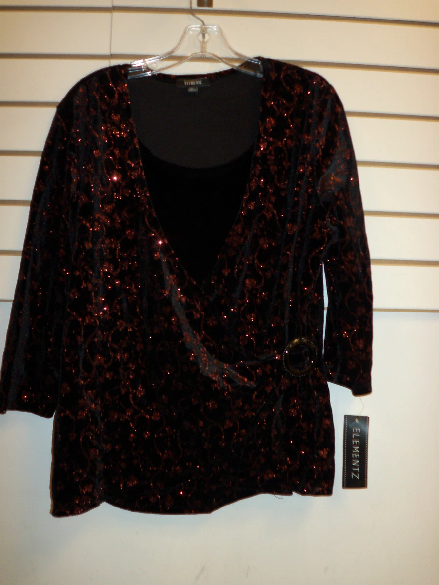 Elementz Blouse Size 3X Art to Wear Peek-a-boo Sleeves Black