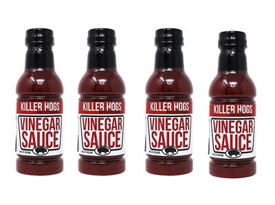 Killer Hogs Vinegar BBQ Sauce (4 Pack, 16 oz each) -  Sweet & Tangy with a Kick