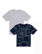 Wonder Nation Boy's Short Sleeve Floral Solid T-Shirt 2-Pack Size XS 4-5