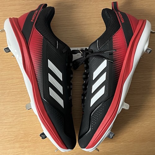 ($90) Adidas Men's size 12.5 Icon 7 Metal Baseball Cleats Black Red S23858 NWT