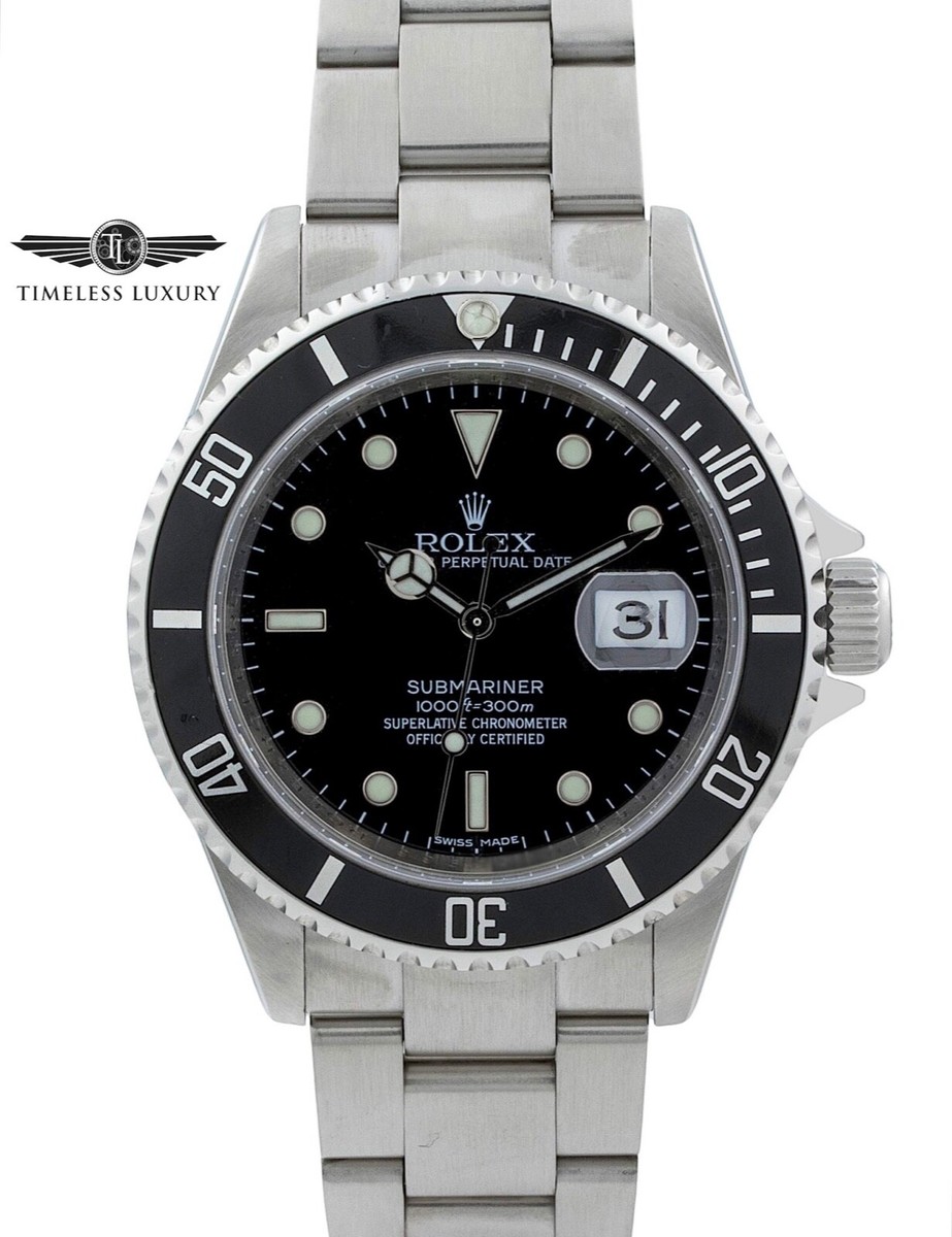 2008 Men's Rolex Submariner Date 16610T Stainless Steel 40mm Black