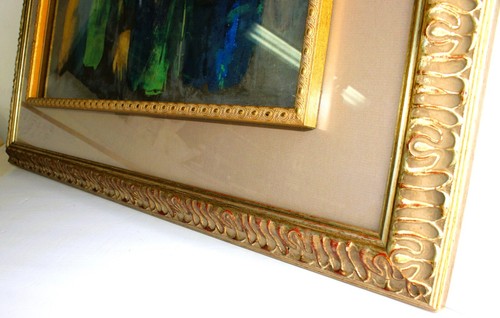 VINTAGE OIL PAINTING PAPER SIGNED GIRLS PORTRAIT MODERN FIGURATIVO RIVERA STYLE - Picture 8 of 24