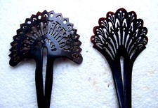 Two Victorian single prong hair pins and combs NO US IMPORT FEES