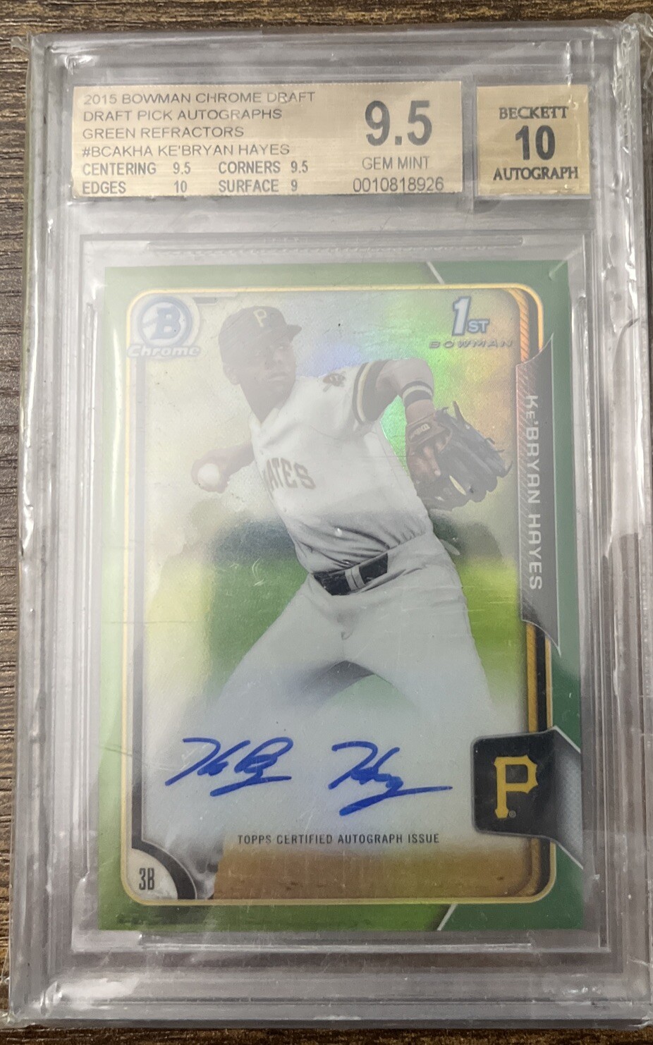 2015 Bowman Chrome Draft Autographs Green Refractor - Ke'Bryan Hayes /99