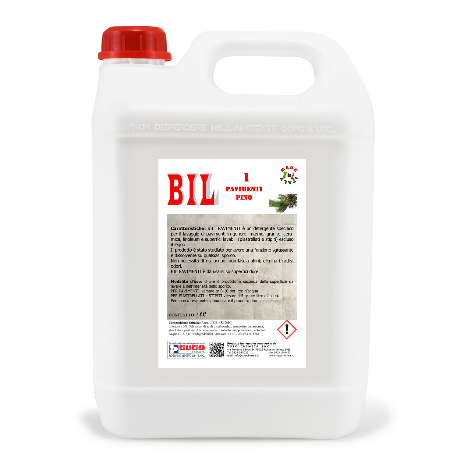 DETERSIVO PAVIMENTI AL PINO 5LT. BIL 1