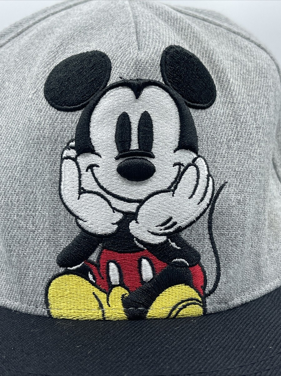 Disney Mickey Mouse with Chin Resting on Hands Gray/Black Snapback