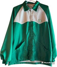 Vtg SWINGSTER Men's Jacket Size L Pioneer Seed Corn Green Nylon Soybean Ad USA