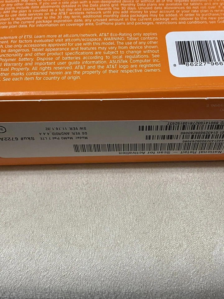 New Sealed (AT&T Prepaid) ASUS MeMO Pad 7 LTE Quad-Core 16GB 7" Android Tablet - Image 4 of 4