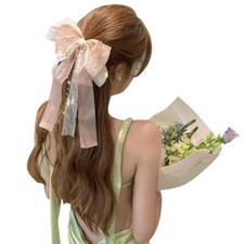 French Ribbon with large bow Barrette 4 layers bows Hair Clips for Women Girl...