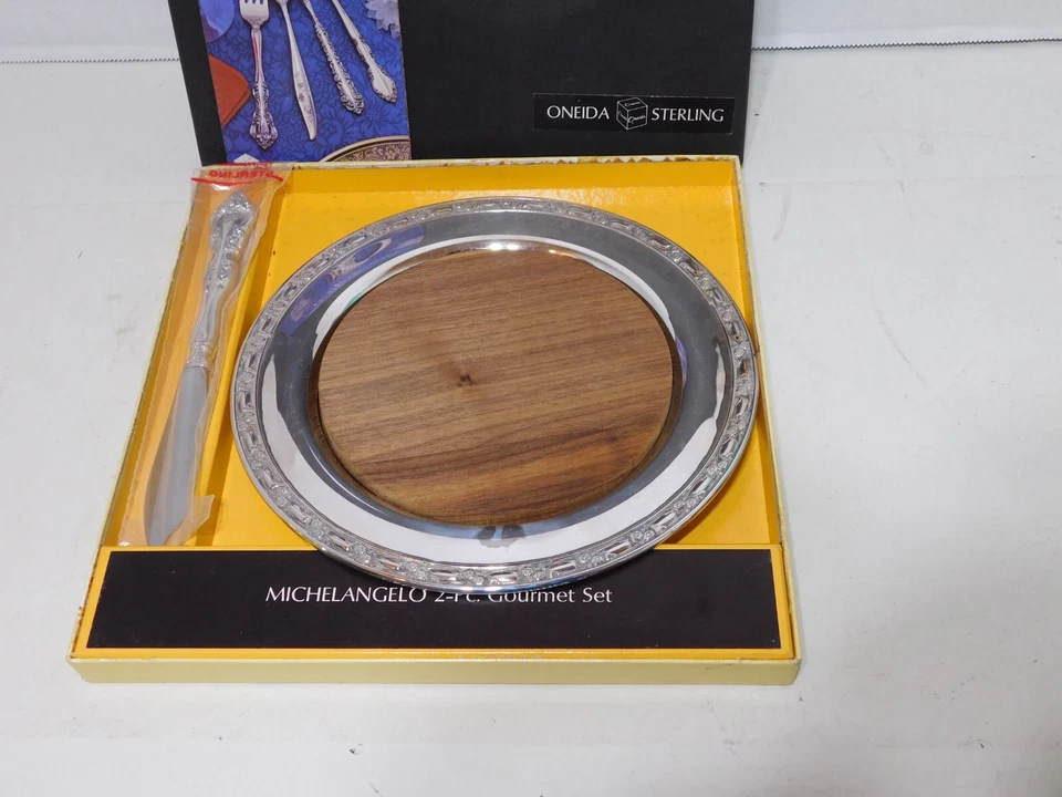 Conjunto gourmet vintage década de 1970 novo na caixa Oneida Sterling Michelangelo duas peças - Imagem 2 de 4