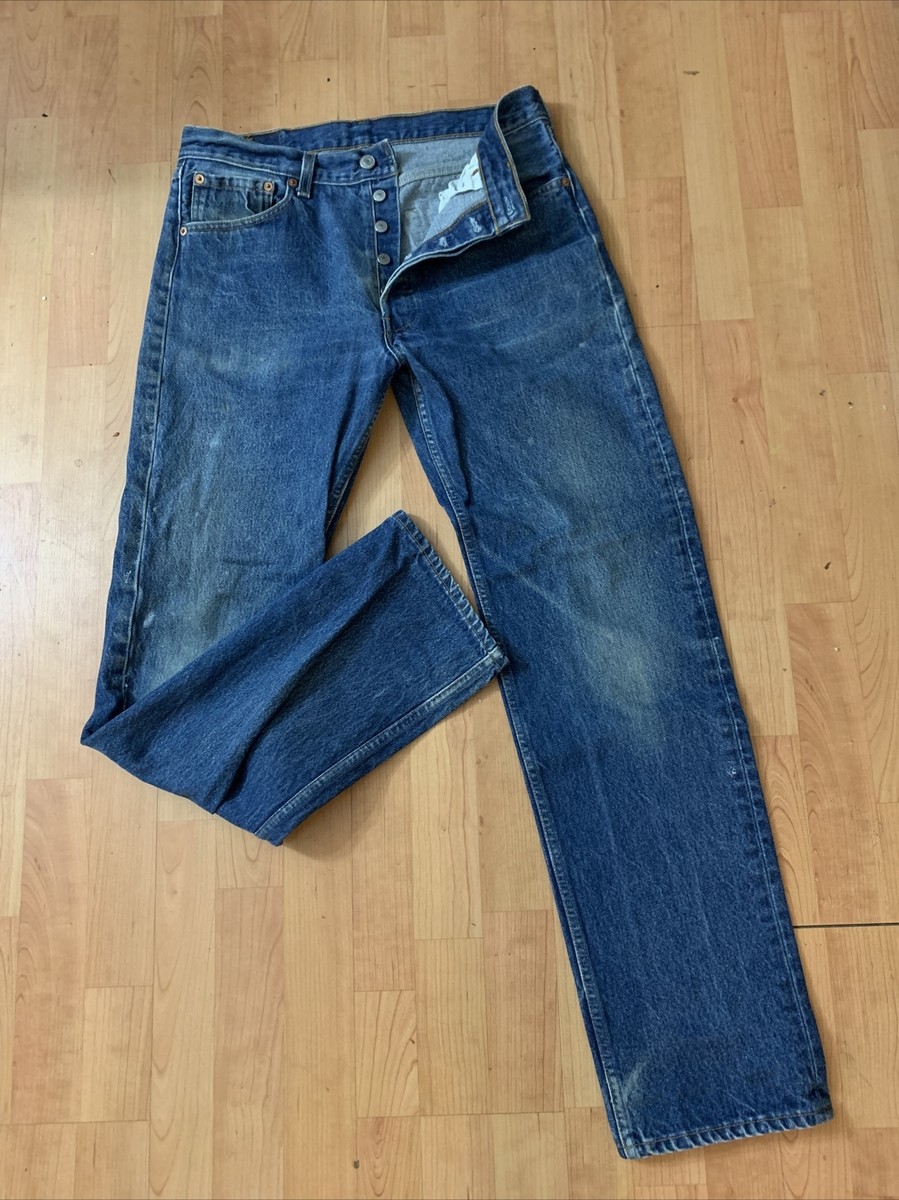 Levis 501XX Jeans Made in USA Blue Straight Button Fly 90s Denim