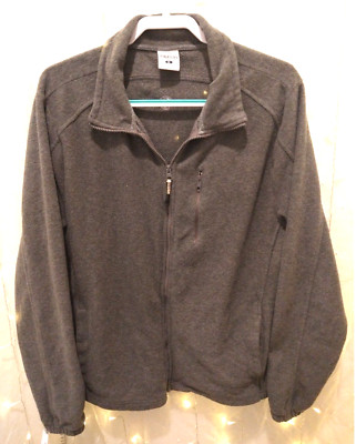 MAGELLAN OUTDOORS MENS MEDIUM GREY SWEATER FLEECE FULL ZIP SIDE POCKETS JACKET