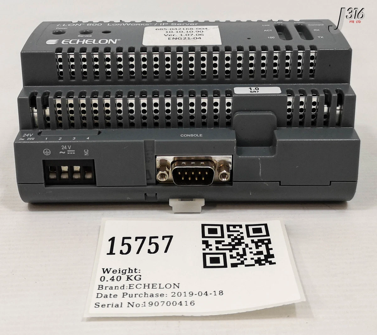 15757 ECHELON I.LON 600 LONWORKS IPSERVER IP 852 ROUTER 72604R TP