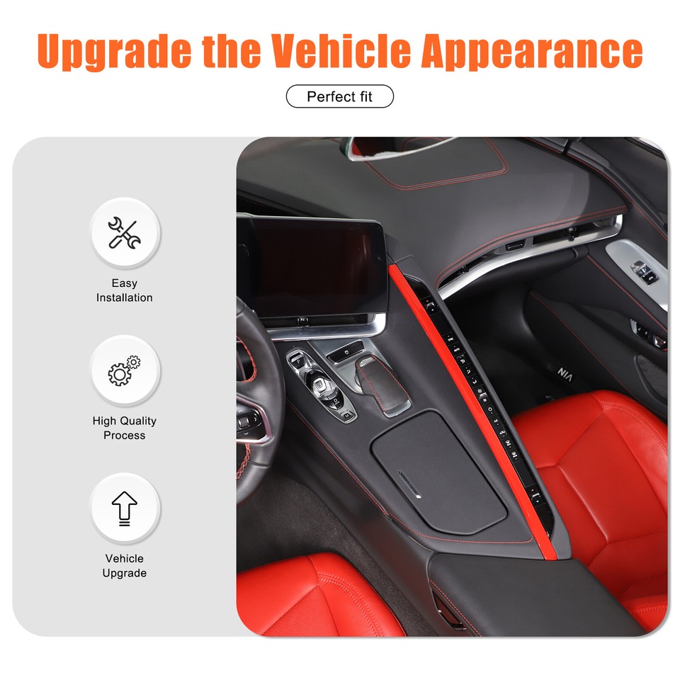 Red ABS Carbon Fiber Center A/C Console Strip Trim Cover Fits Corvette ...