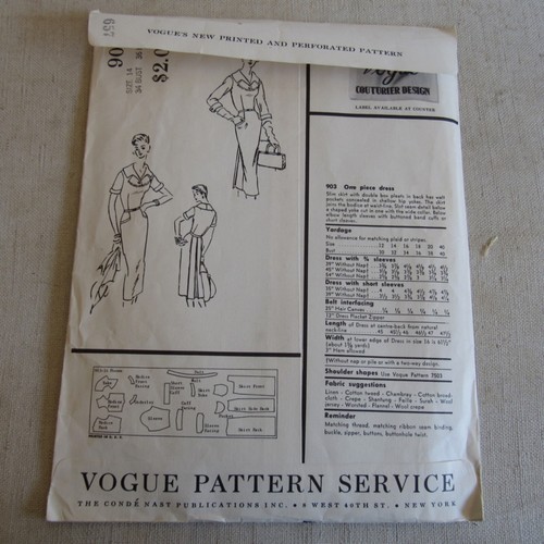 Vintage Vogue Couturier Design #903 SZ 14 Bust 34 Hip 36 Cut Comp - Picture 3 of 3