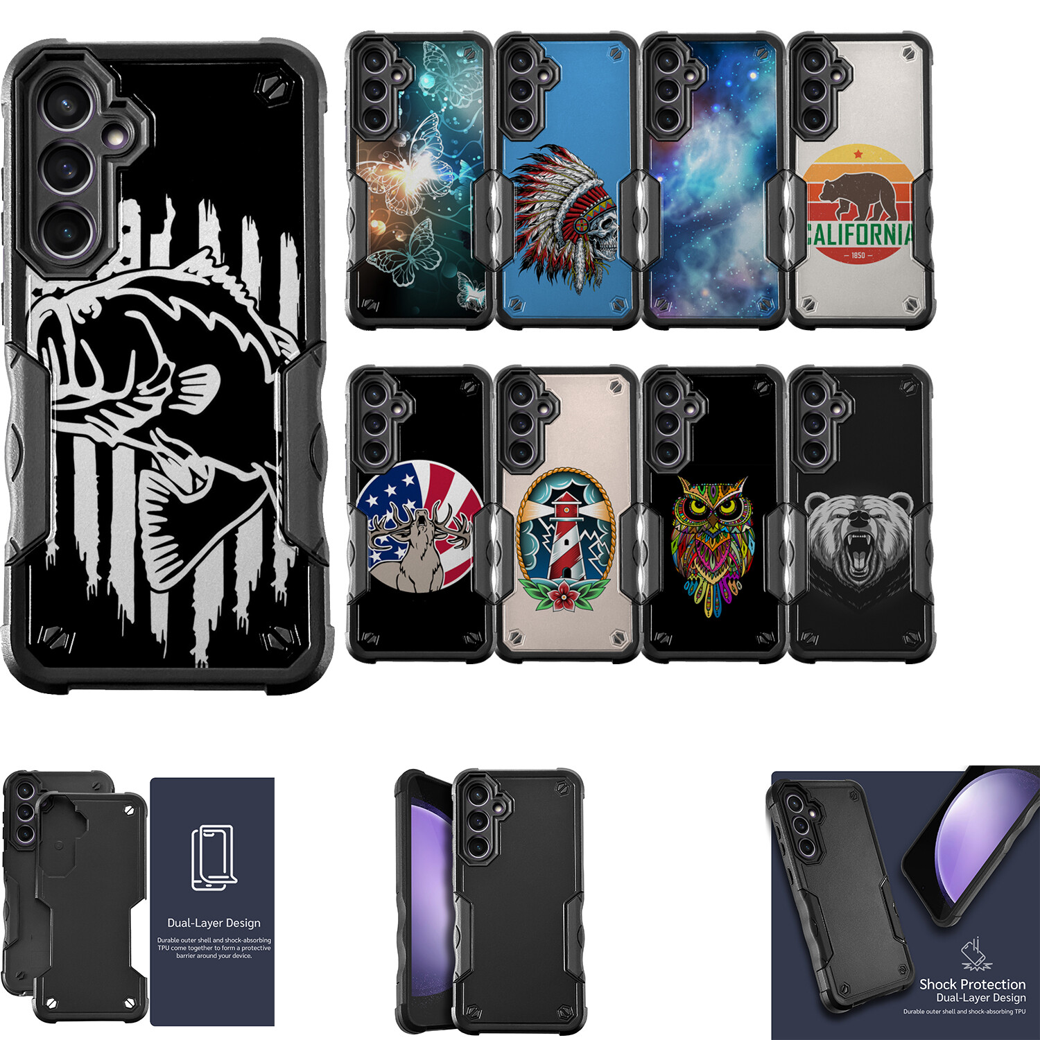 Dual Tactical Hybrid Two-Piece Case Cover for Samsung S23 Ultra-image