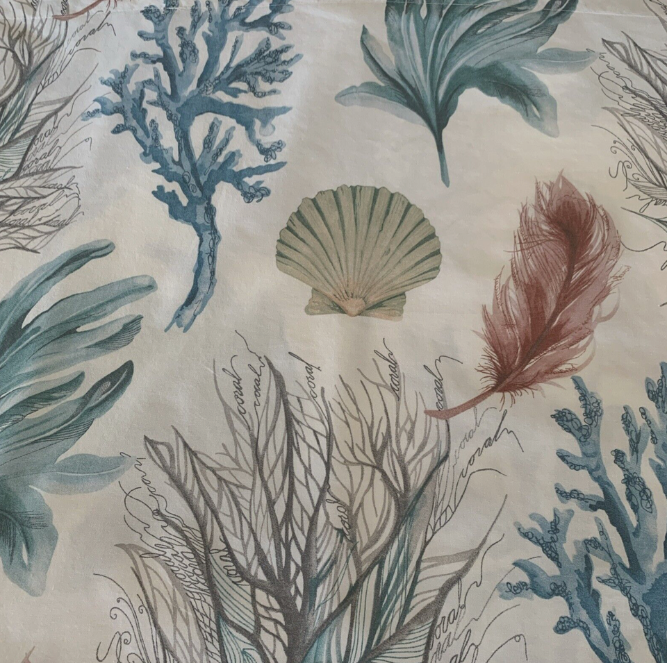 Pottery Barn Del Mar KING Pillow Shams Set of 2 Cotton Seashells Coral