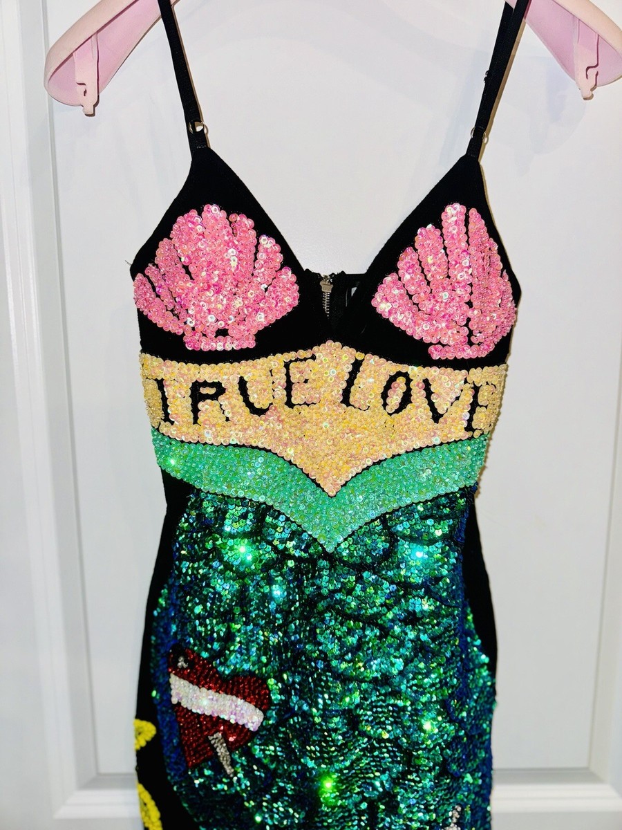 discount universe mermaid dress ~SUPER RARE~ DISCOUNT UNIVERSE True Love Mermaid Multicolor Sequin Ariel  Dress