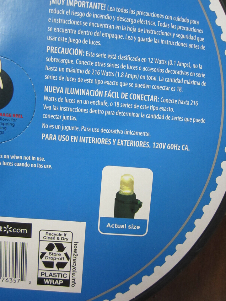 Holiday Time 240 Ct 54 Ft LED Warm White Dome Lights Reusable w/Storage