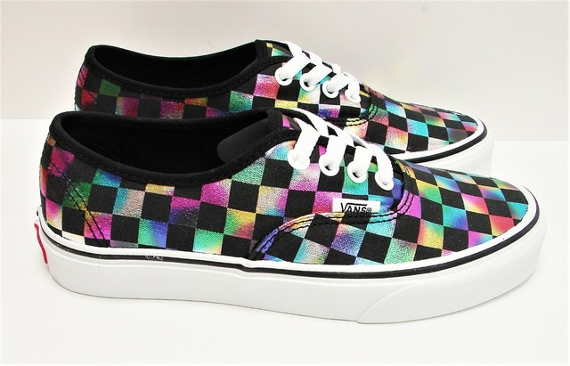 iridescent check vans