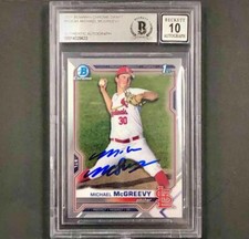 Michael McGreevy signed 2021 Bowman Chrome 1st rookie card BAS BGS 10 Auto