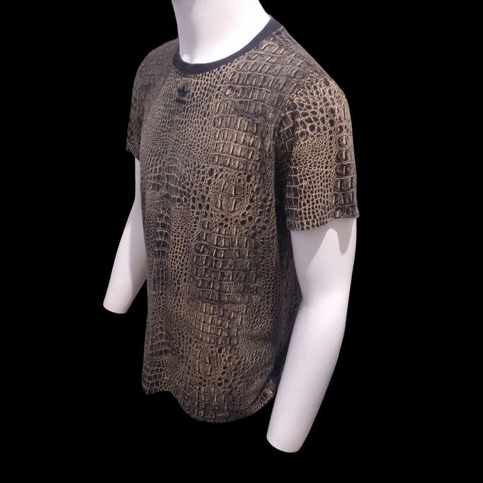 ADIDAS ORIGINALS Women Reptile Designed Cotton Blend T-Shirt Size XL  — 第 2/4 张图片