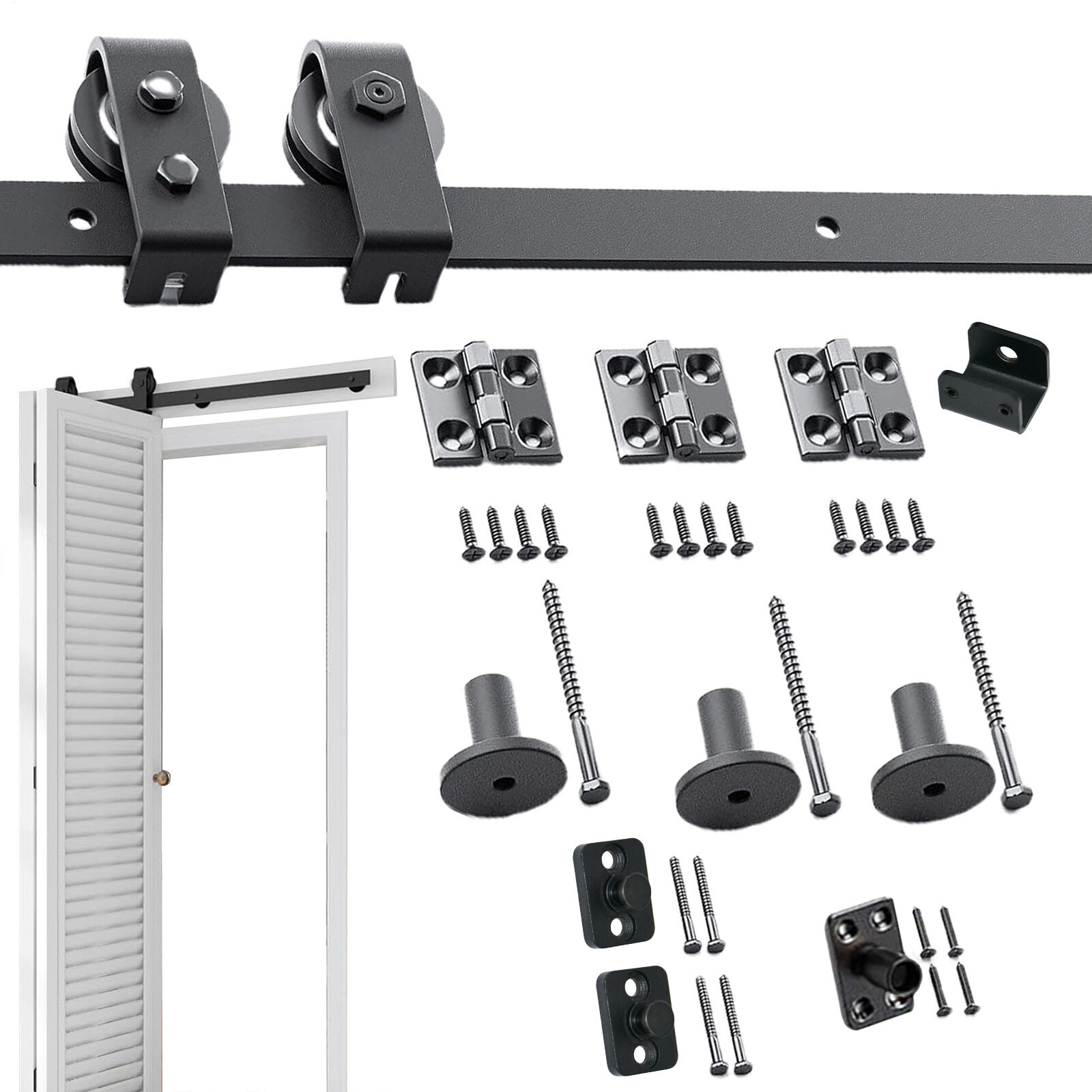 46in Bifold Sliding Barn Door Hardware Kit with Flat Track for 2 Doors