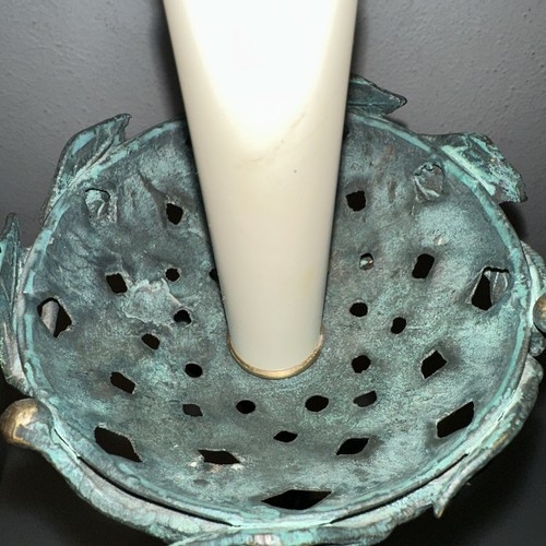 Vintage FREDERICK COOPER Tall Bronze Table Lamp & Shade, Vine, Nest, Dragonfly - Picture 18 of 24