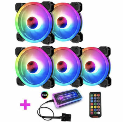 COOLMOON 5PK RGB Computer Case PC 120mm Cooling Fans, With Remote. USA SELLER!