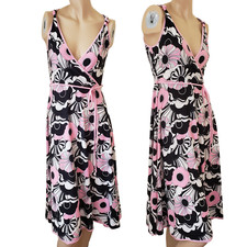 Women's Y2K Vintage Oversized Floral Belted Sleeveless Dress SZ S