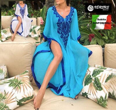 Copricostume Vestito Lungo Donna Mare Caftano Woman Boho Chic Maxi Dress  COV0123