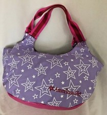 Pink Purple Star 7X11X19" Cotton AMERICAN GIRL Purse with Handle  4 Pockets