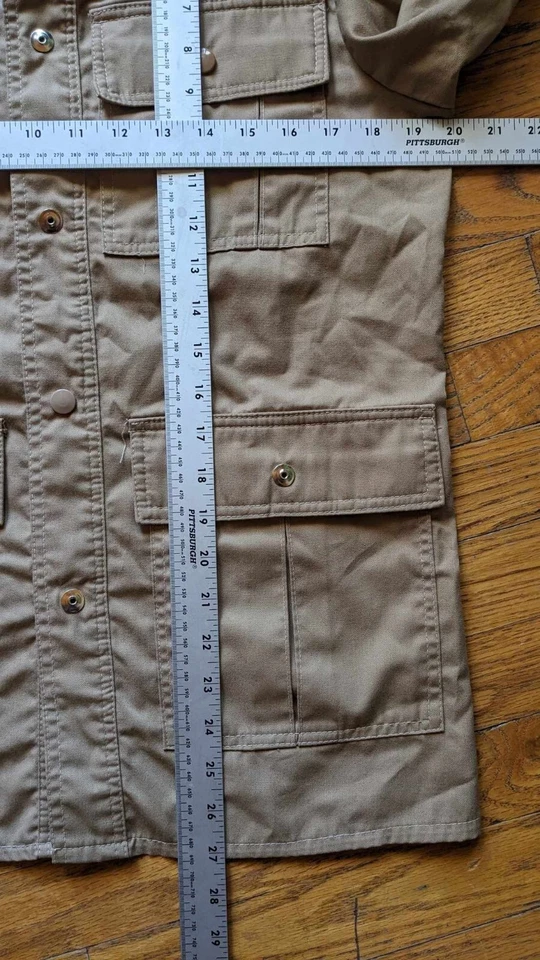 Vtg Tactical Hunting Fishing 4 Pocket Mens Short Sleeve Snap Up Shirt USA - Image 4 of 4