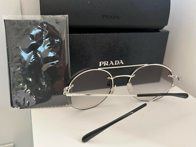 PRADA 眼鏡 Prada SPS54R Round Gray Sunglasses 56MM $350 #250 | eBay