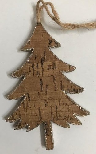 Crate & and Barrel GLITTER CORK TREE Ornament- Narrow Tree -NEW- NWOT - Picture 2 of 2