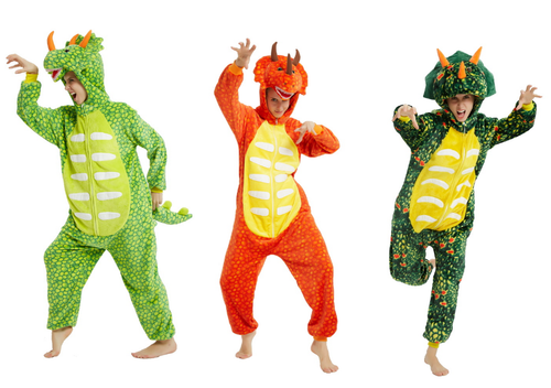 Pigiama animale kigurumi tuta intera dinosauro triceratopo costume carnevale  Hal | eBay