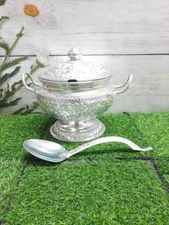 Bowl Pot Rice Soup Vintage Aluminum Temple Curry Serving Thai Mong Ladle Pan