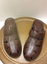 Easy Spirit Womens 7.5 Med Brown Leather Mules Comfort Clogs Slip On Shoe A097