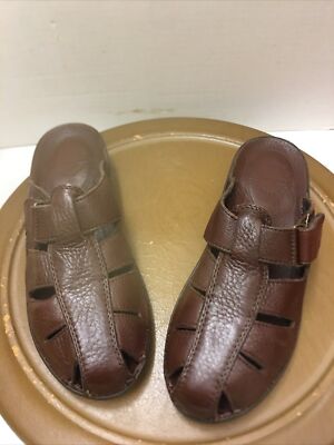 Easy Spirit Womens Med Brown Leather Mules Comfort Clogs Slip On Shoe  A097