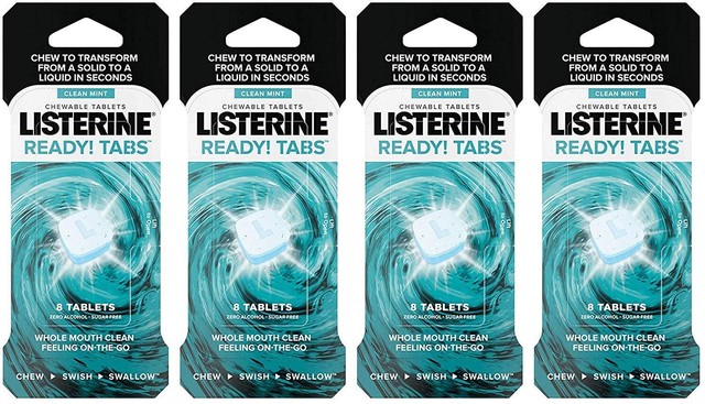 Listerine Ready Tabs Clean Mint Flavor Sugar-Free 32 Chewable Tablets Listerine Ready Tabs Clean Mint Flavor Sugar-Free 32 Chewable Tablets