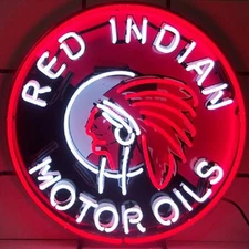 Red Indian Motor Oils Neon Sign with Silkscreen Backing 5GSIND & FREE Shipping 