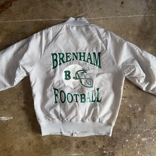 80s VINTAGE BRENHAM HIGH SCHOOL CUBS FOOTBALL BOMBER JACKET MEN SZ S TEXAS 5A