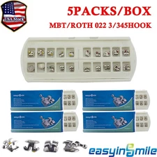 5Pack Dental Orthodontic Brackets MBT/Roth 022 3/345Hook Mini Metal Teeth Braces