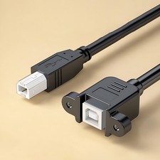 USB 2.0 Printer Cable USB-B Male to Female Extension Cable With Panel Mount New