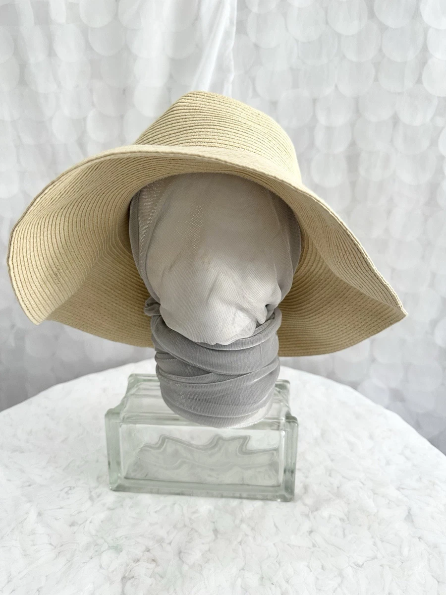 COLUMBIA Wide Brim Woven Women’s Sun Hat Blue & Green Striped VACA Cruise Beach Blue White Stripe Floppy Straw Foldable Sun Beach Hat for  main image 2